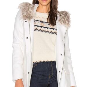 Cupcakes and Cashmere Ivory Standford Coat Faux Fur Hood Woman’s Large
